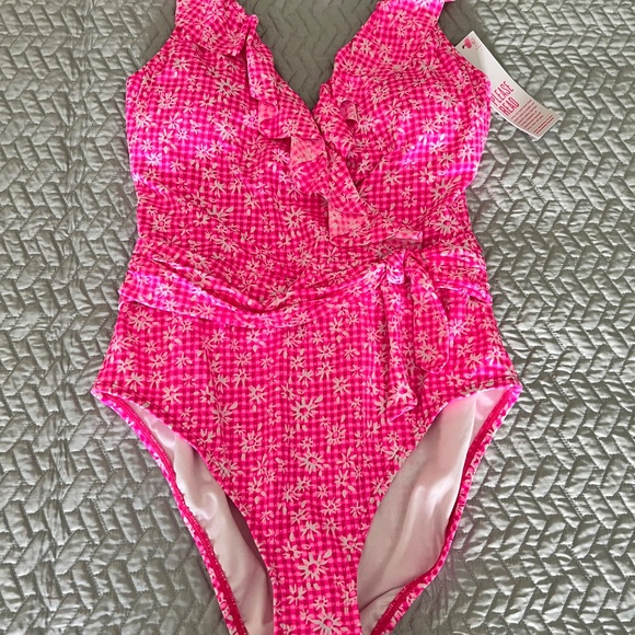 Lily Pulitzer Check You Out Aura Pink Swimsuit NWT Size 8 - Picture 11 of 13